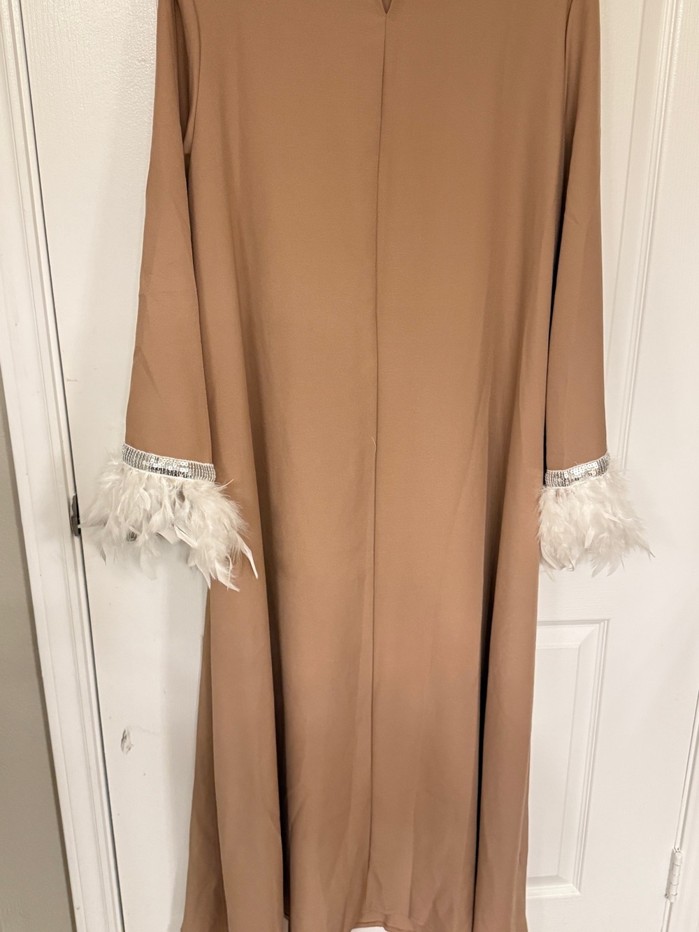 SHEIN Tan Dress with Silver Sequin Trim - Picture 5 of 6
